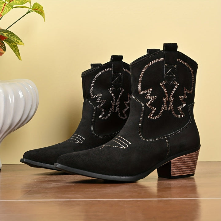 Bottes cowboy brodées tige courte femme