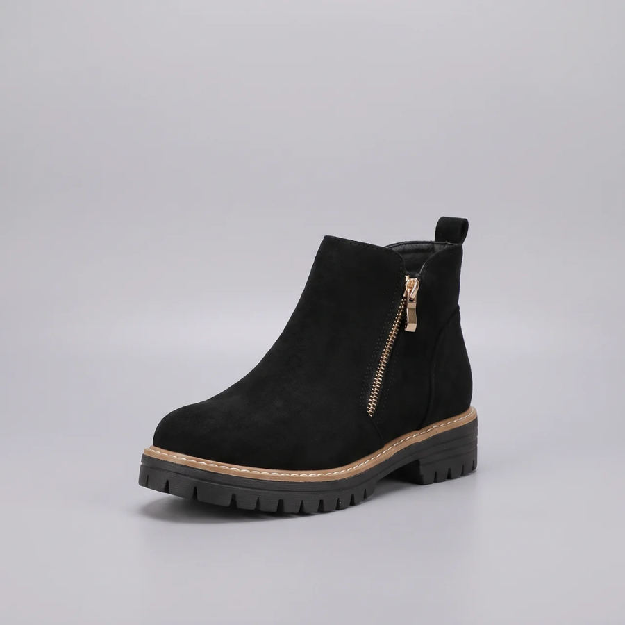 Bottines zip latéral noires femme
