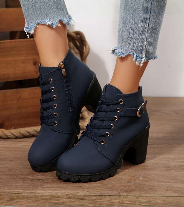 Bottines Femme Talon Moyen Large Semelle Antidérapante Doublées