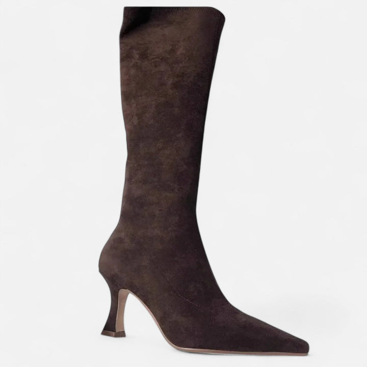 Cuissardes effet daim marron femme