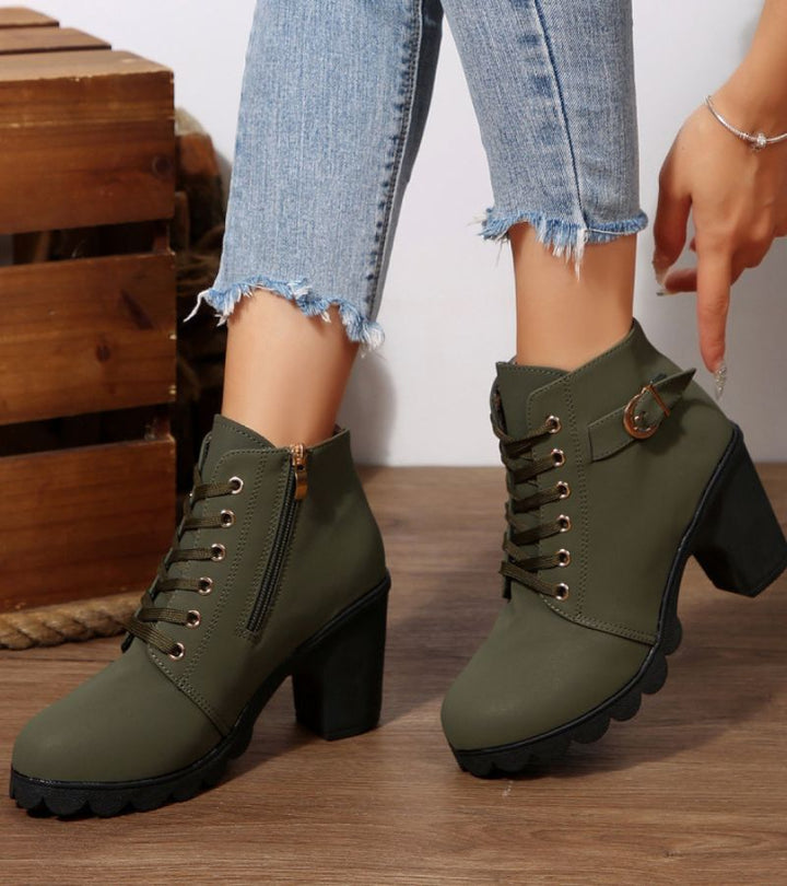 Bottines Femme Talon Moyen Large Semelle Antidérapante Doublées