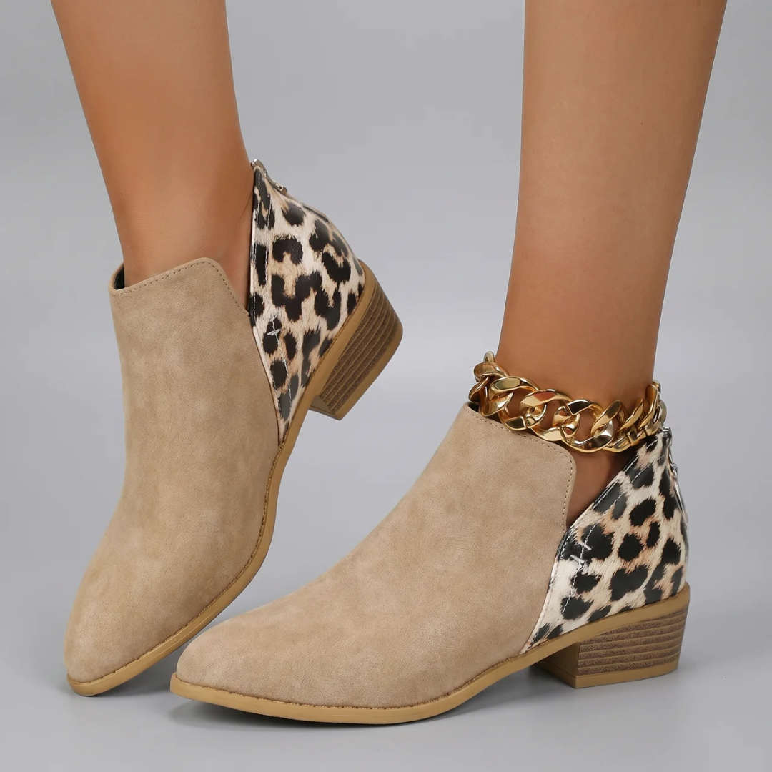 Bottines Femme Talon Carré Large Stable Fermeture Éclair Arrière
