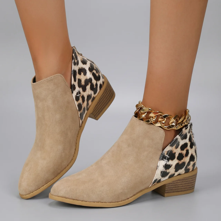 Bottines Femme Talon Carré Large Stable Fermeture Éclair Arrière