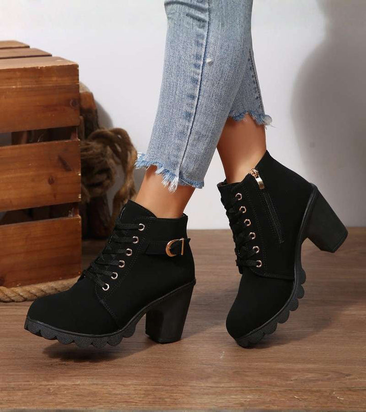 Bottines Femme Talon Moyen Large Semelle Antidérapante Doublées