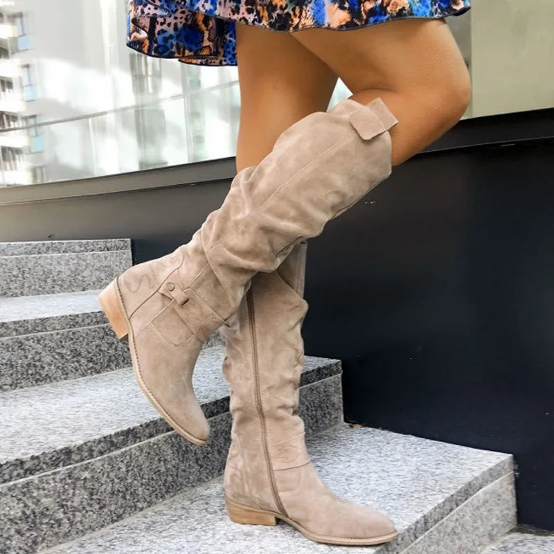 Cuissardes zippées beiges femme