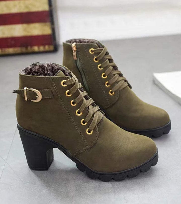 Bottines Femme Talon Moyen Large Semelle Antidérapante Doublées