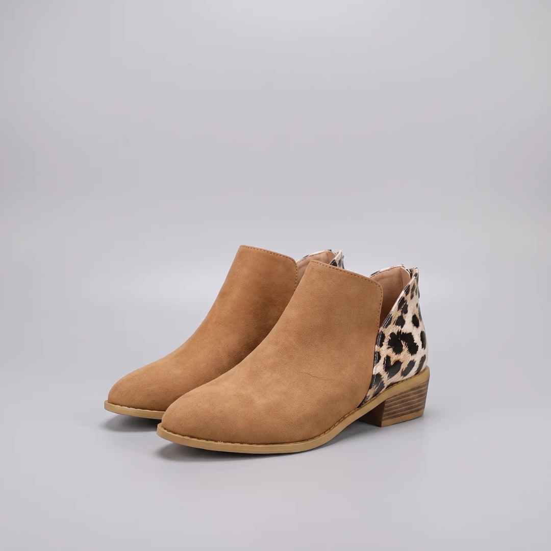 Bottines Femme Talon Carré Large Stable Fermeture Éclair Arrière