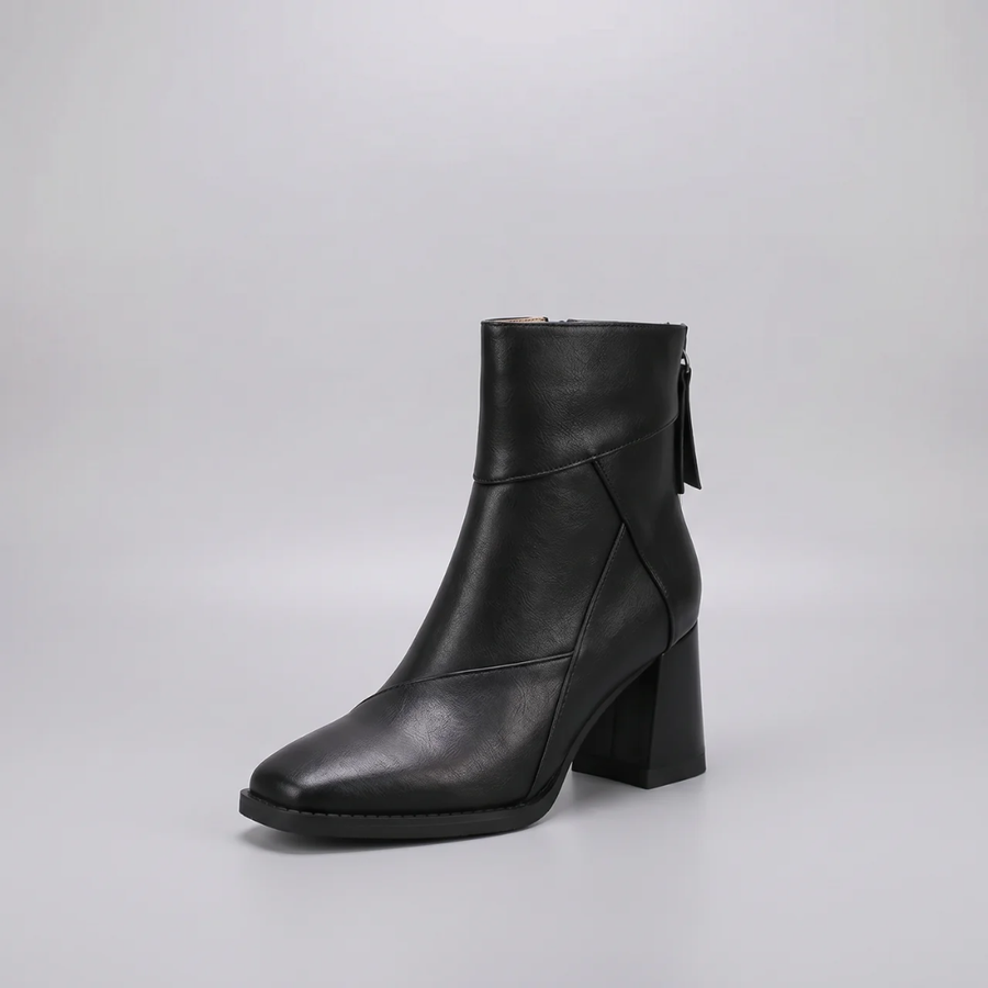 Bottines rétro talon large marron femme
