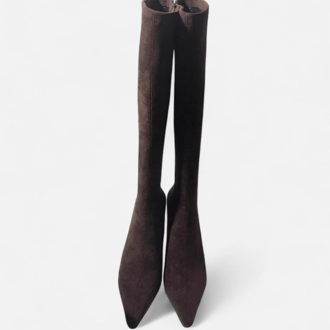 Cuissardes effet daim marron femme
