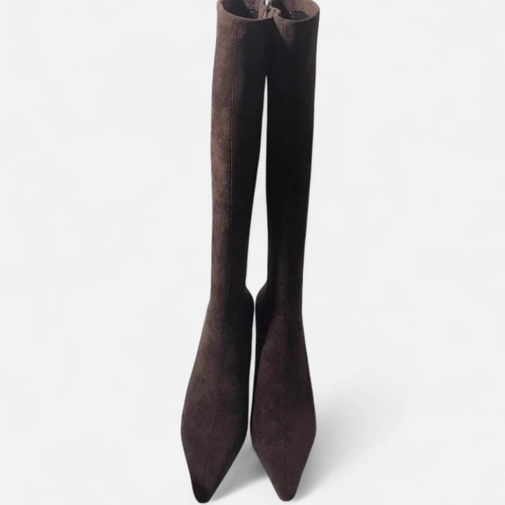 Cuissardes effet daim marron femme