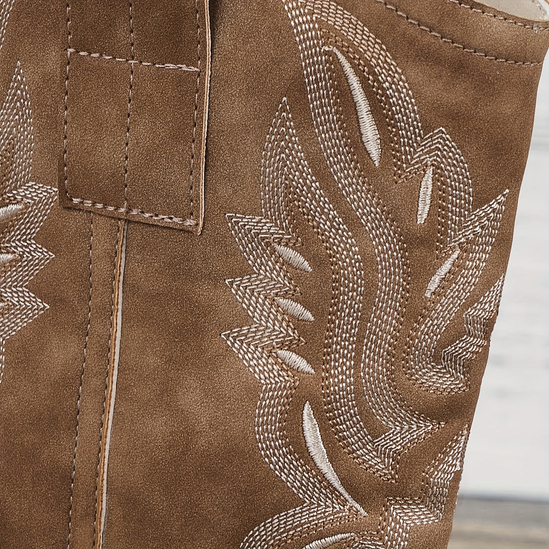 Bottes cowboy mi-mollet brodées femme