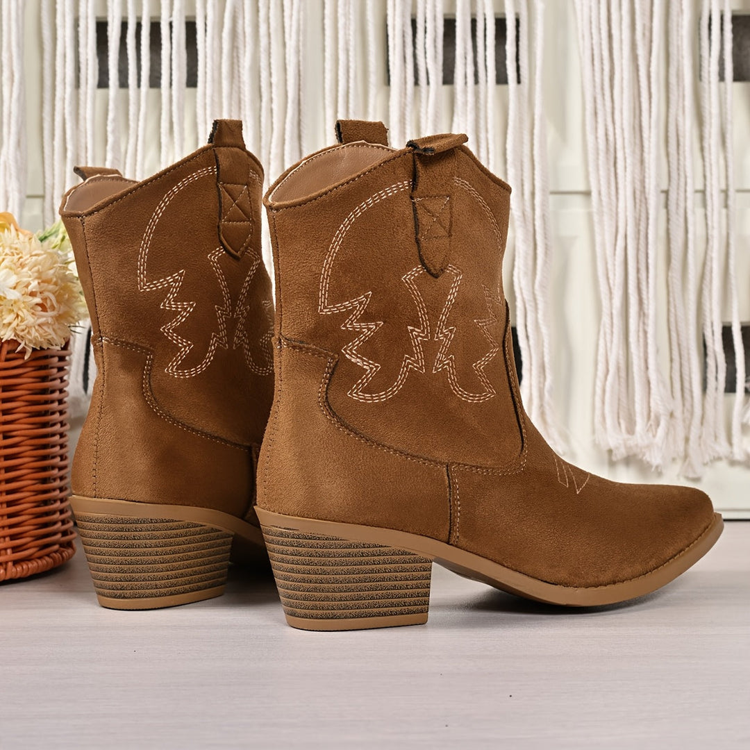 Bottes cowboy brodées tige courte femme