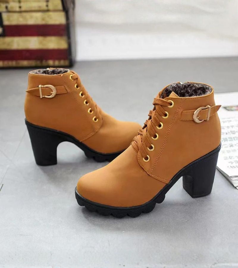 Bottines Femme Talon Moyen Large Semelle Antidérapante Doublées