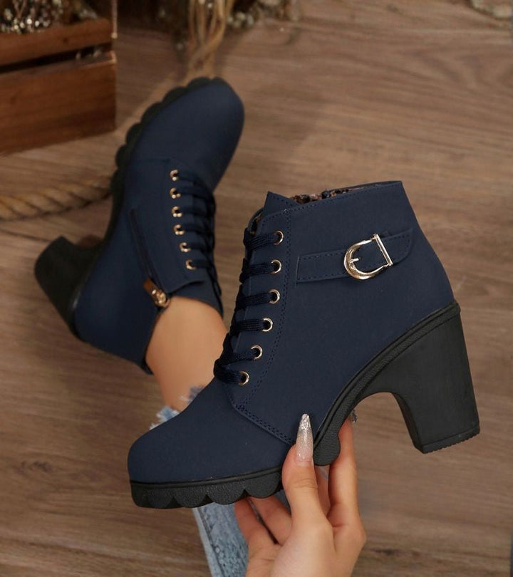 Bottines Femme Talon Moyen Large Semelle Antidérapante Doublées