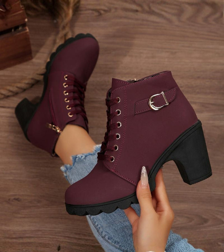 Bottines Femme Talon Moyen Large Semelle Antidérapante Doublées