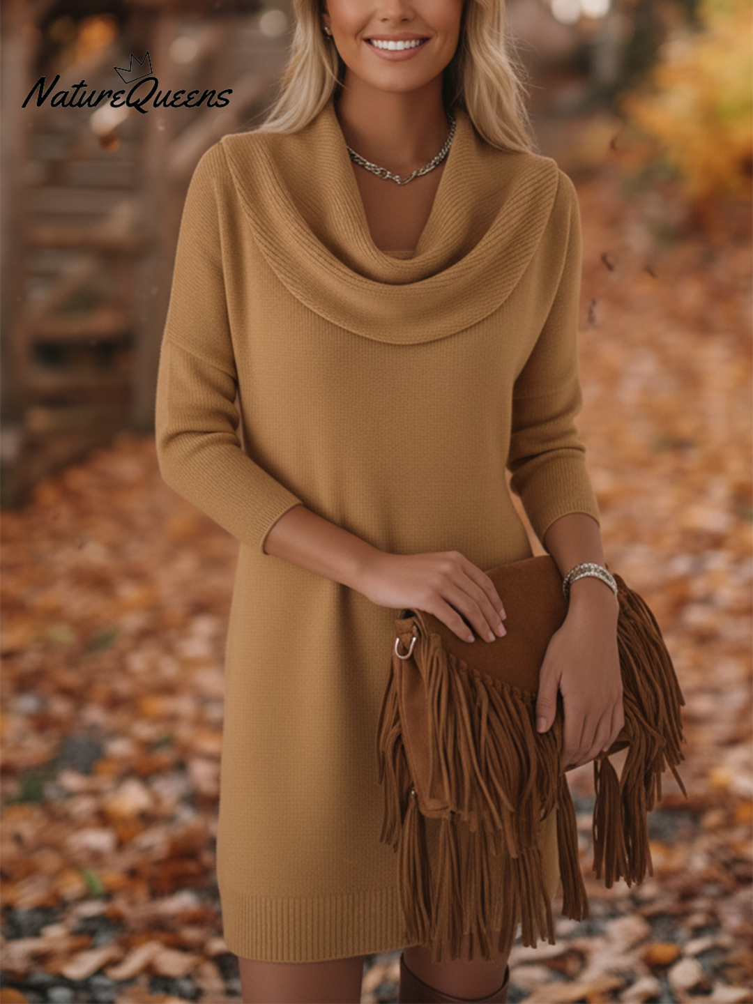 Robe pull col bénitier femme