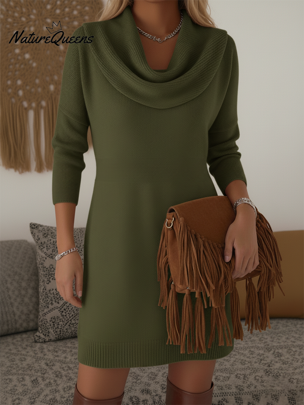 Robe pull col bénitier femme