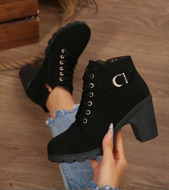 Bottines Femme Talon Moyen Large Semelle Antidérapante Doublées