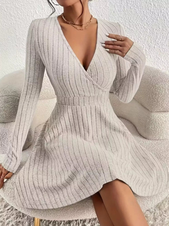 Robe pull cache-cœur côtelée femme