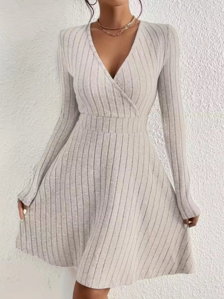 Robe pull cache-cœur côtelée femme