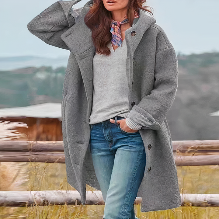 Manteau femme en laine coupe nette