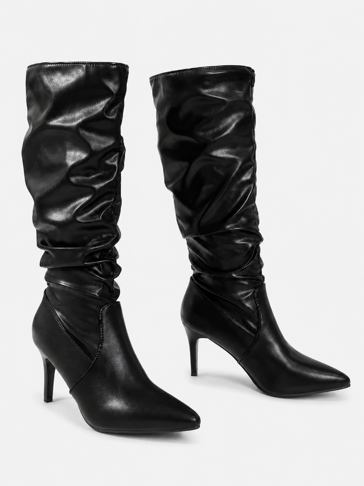 Bottes mollets larges noires femme