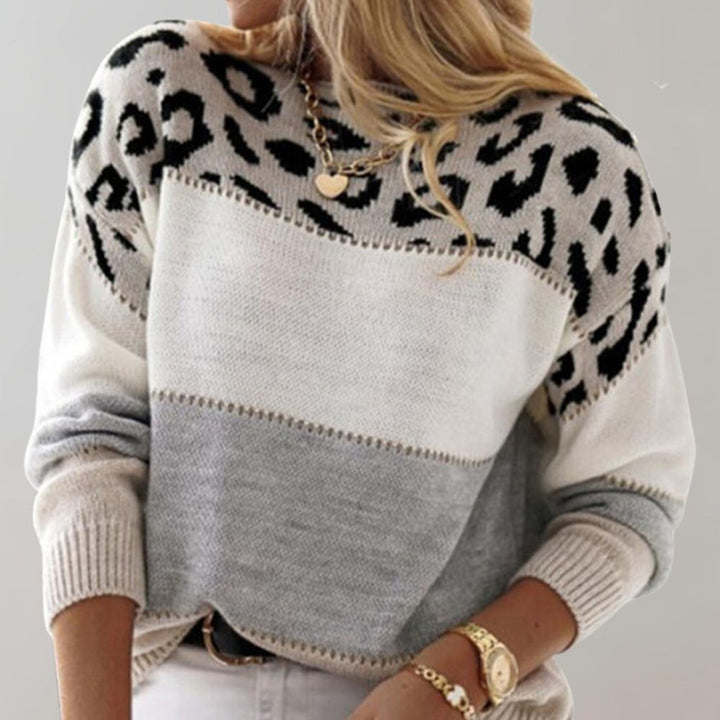 Pull Femme Motif Léopard Coupe Décontractée Manches Longues