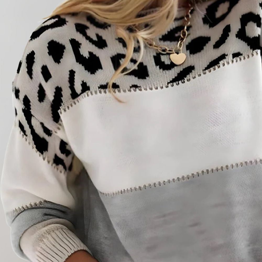 Pull Femme Motif Léopard Coupe Décontractée Manches Longues