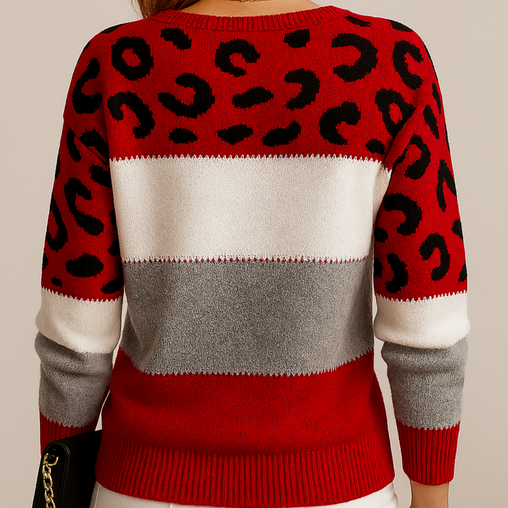 Pull Femme Motif Léopard Coupe Décontractée Manches Longues