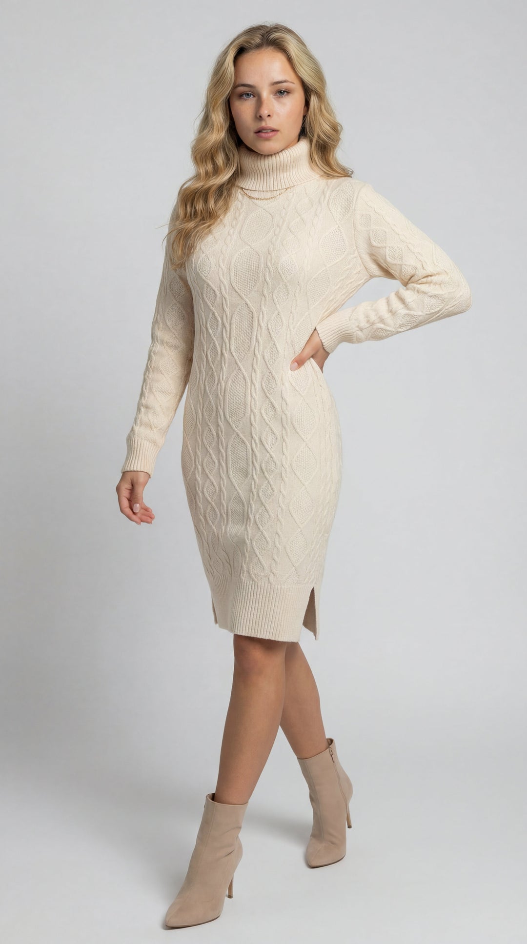 Robe pull torsadée longueur midi femme