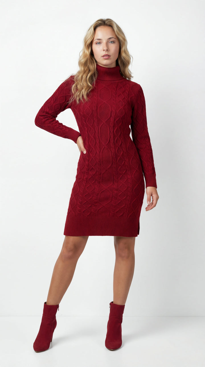 Robe pull torsadée longueur midi femme