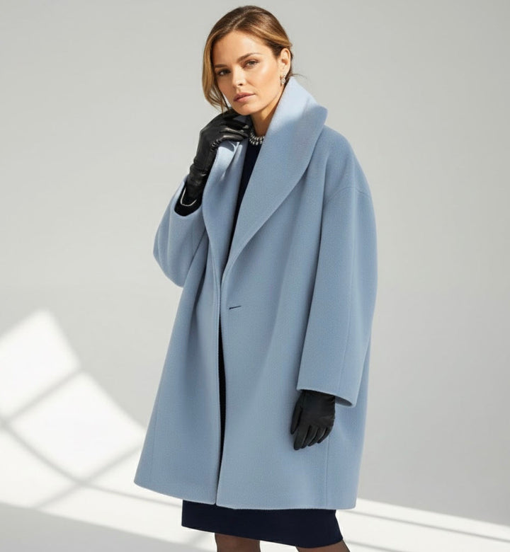 Manteau Femme Coupe Ample Fluide Col Arrondi