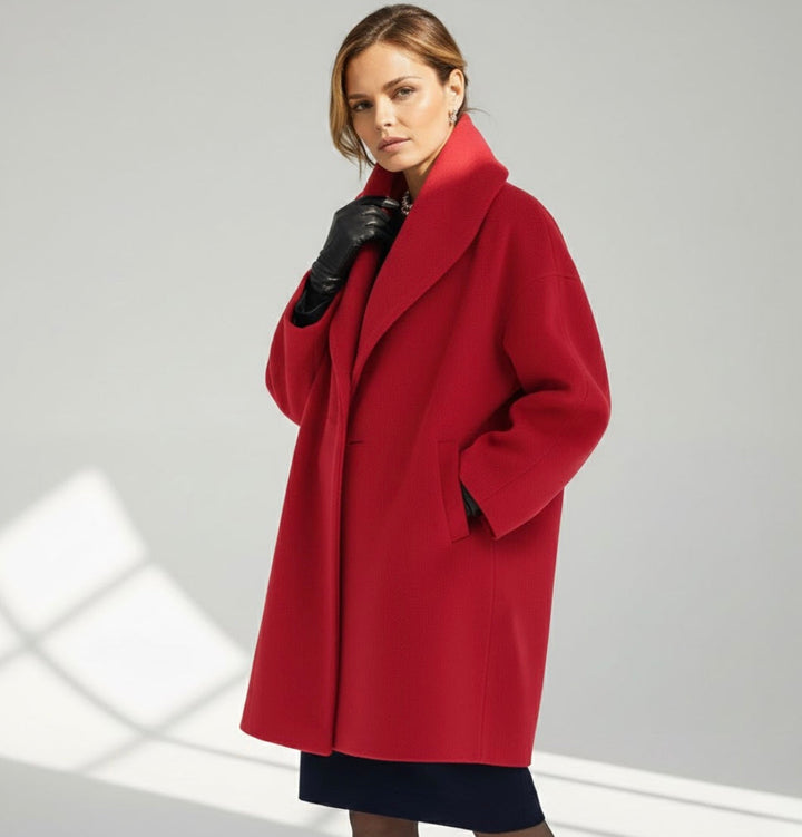 Manteau Femme Coupe Ample Fluide Col Arrondi