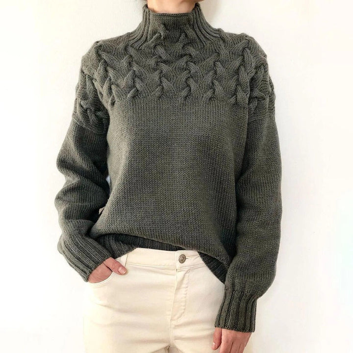 Pull Femme Col Roulé Manches Longues Coupe Décontractée