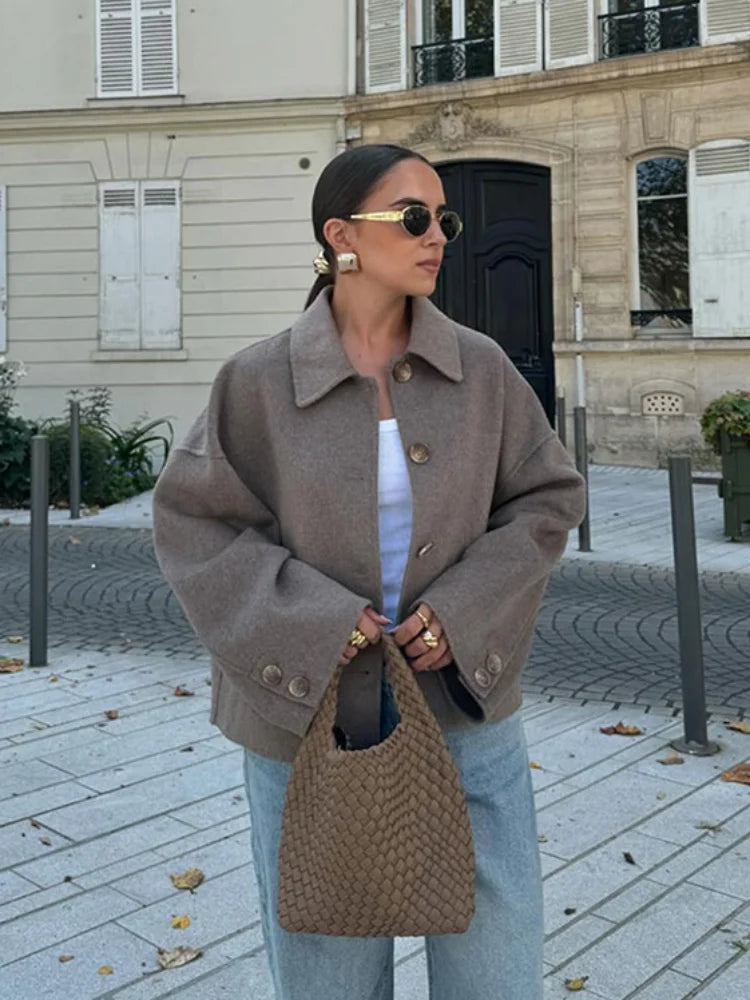Manteau oversize femme grand col
