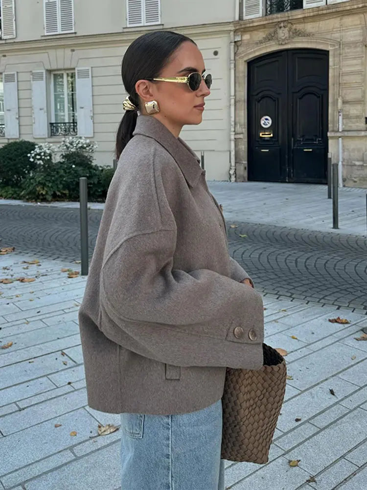 Manteau oversize femme grand col