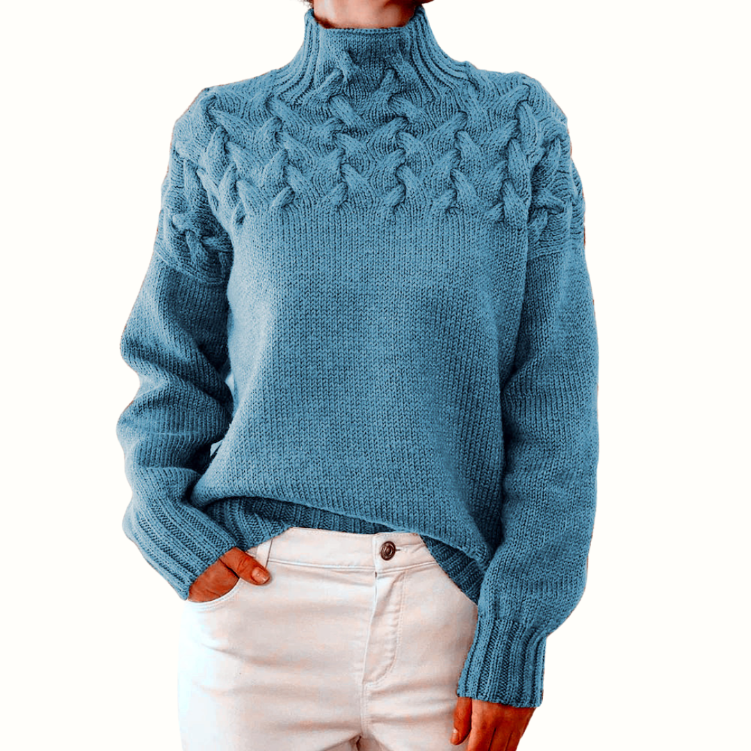 Pull Femme Col Roulé Manches Longues Coupe Décontractée
