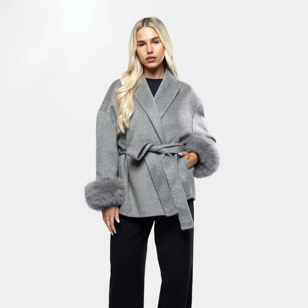 Manteau femme ceinture nouée doublé