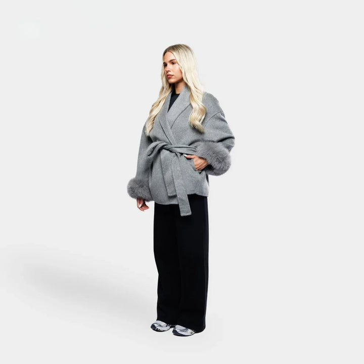 Manteau femme ceinture nouée doublé