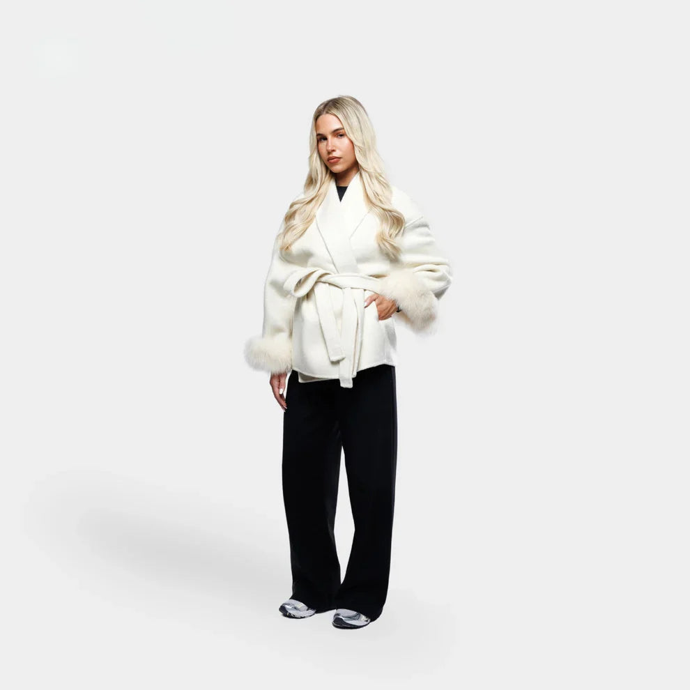 Manteau femme ceinture nouée doublé