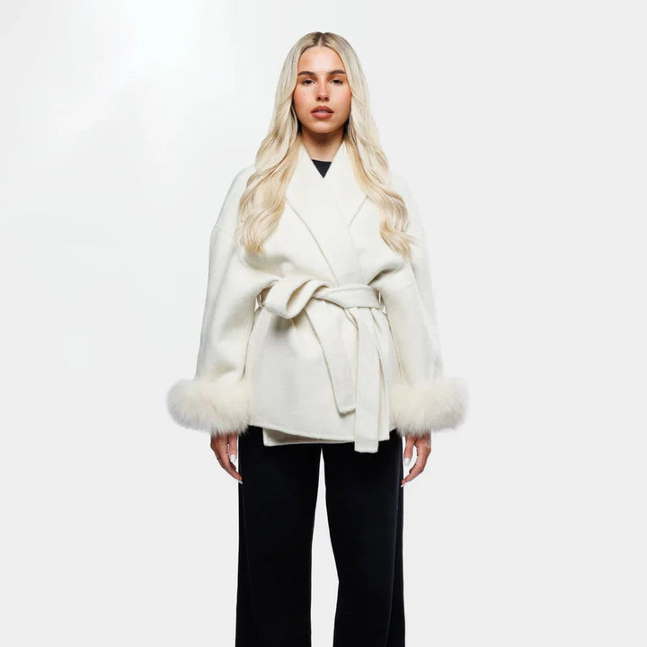 Manteau femme ceinture nouée doublé