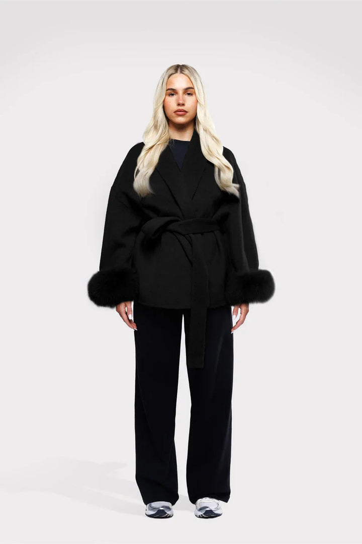 Manteau femme ceinture nouée doublé