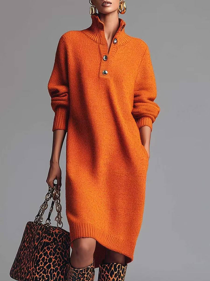 Robe Femme Boutonnée Coupe Ajustée au Buste et Fluide aux Hanches