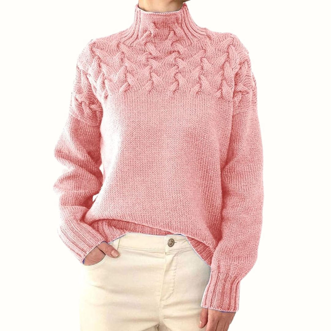 Pull Femme Col Roulé Manches Longues Coupe Décontractée