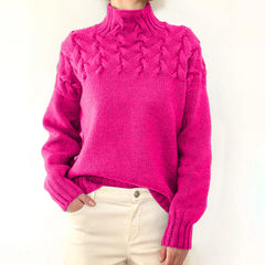 Pull col roulé manches longues femme