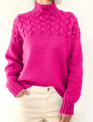 Pull col roulé manches longues femme