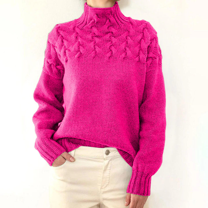 Pull Femme Col Roulé Manches Longues Coupe Décontractée