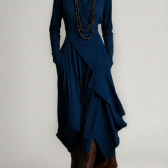 Robe longue coupe asymétrique femme