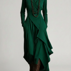 Robe longue coupe asymétrique femme