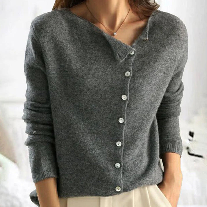 Cardigan en maille à boutonnage asymétrique et encolure dégagée